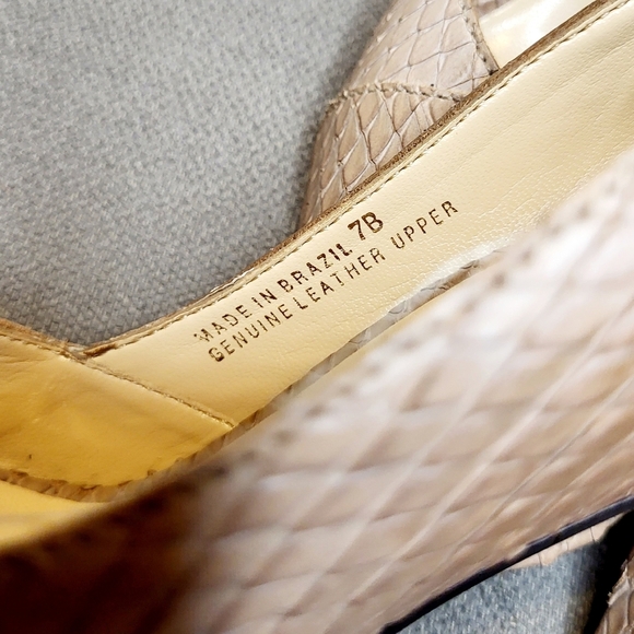 Talbots Leather Faux Snakeskin Embossed Ombre Peep Toe Block Heel Size 7B - Picture 11 of 15